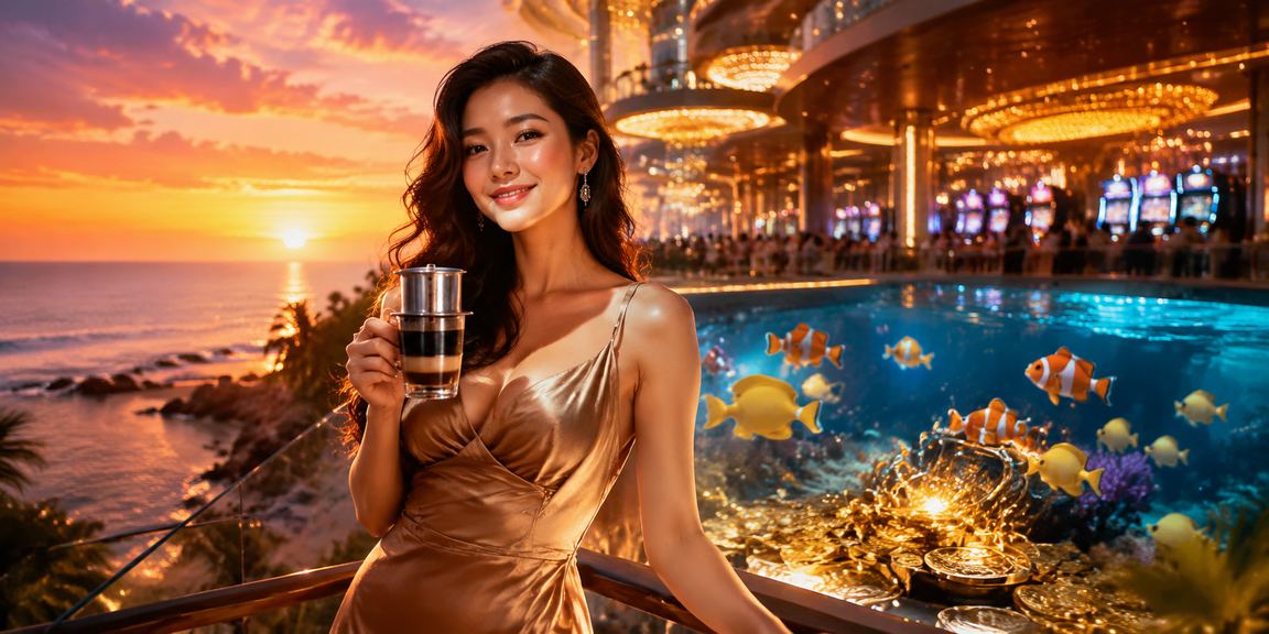Người chơi VIP thưởng thức cà phê tại Phú Quốc trước khi đăng nhập cá cược
